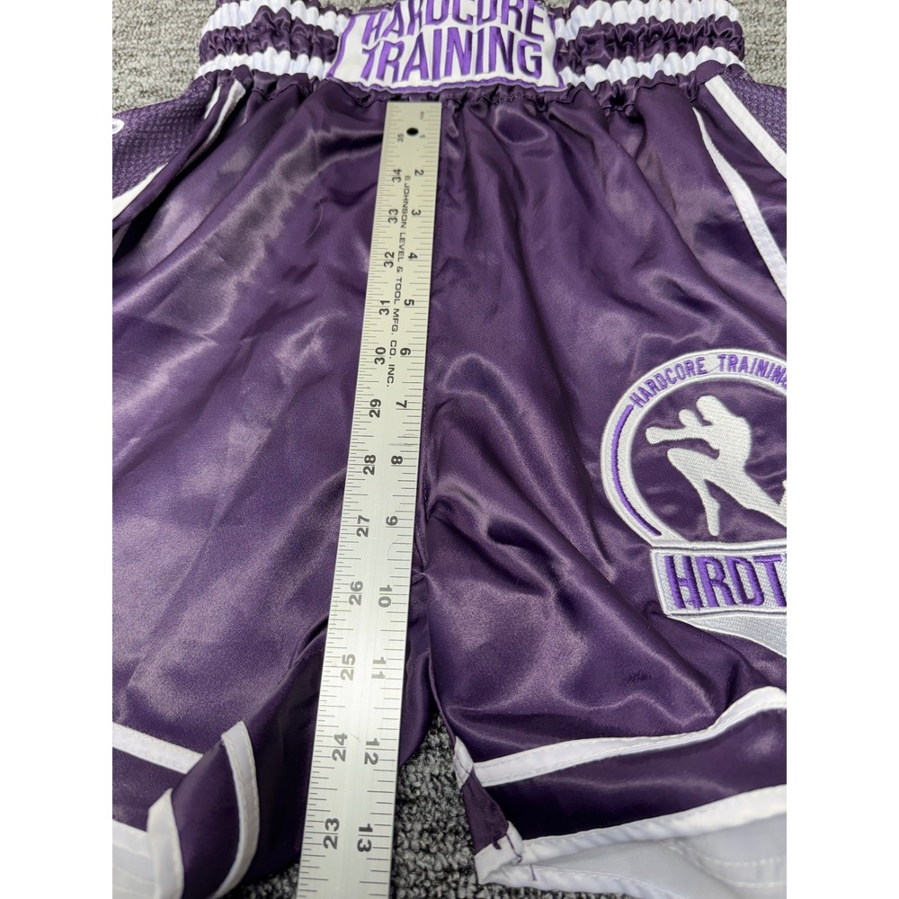 Hardcore Training Muay Thai Shorts Purple Satin‎ MMA Kickboxing Mens Size Small